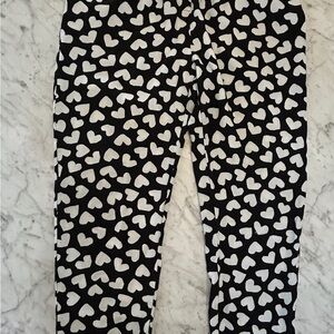 kate spade Black Leggings with White Heart Print